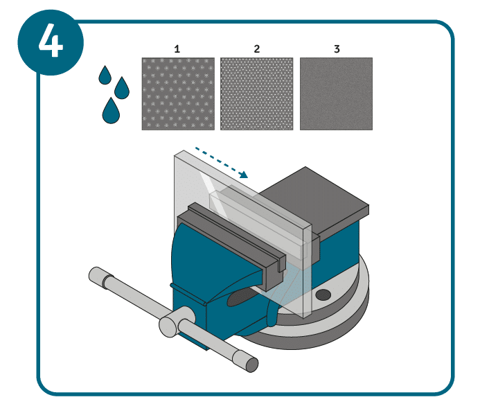 Acrylaat polijsten, stap 4: randen schuren